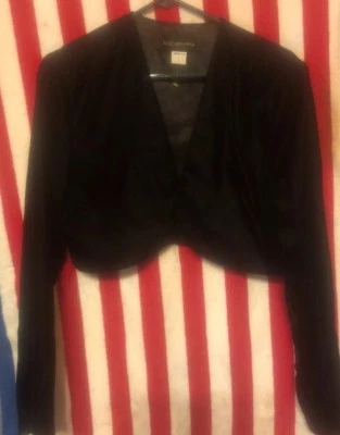 Women's Velvet Large Jacket  Black  Bolero  Short Lined wedding prom - Image 1 of 4