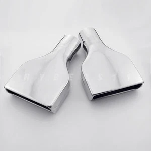 Pair Camaro Style Square Stainless Steel Exhaust Tips 2.5" Inlet 6"x2" Outlet - Picture 1 of 9