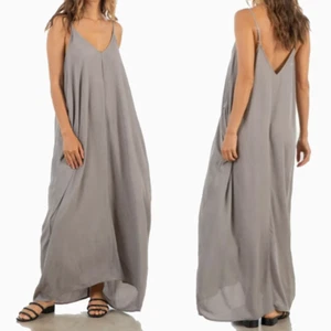 NEW Lovestitch Cement Adjustable Spaghetti Strap Draped Bubble Maxi Tank Dress - Picture 1 of 7
