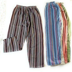 Algodón Rayas Slouch Verano Pantalones Largos Hombres Mujeres Unisex VENDEDOR DEL REINO UNIDO - Imagen 1 de 5