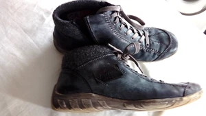 Womens Reiker ankle boots dark grey leather zip up VGC - Picture 1 of 7