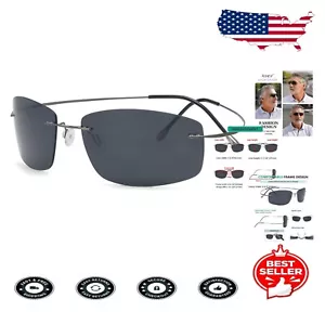 Ultra-Lightweight Rimless Gunmetal Polarized Sunglasses with UV400 Protection - Picture 1 of 10