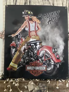 Ande Rooney Harley Davidson Smokin' Hot Tin Sign, 13 x 15 inches - 2014 - Picture 1 of 4