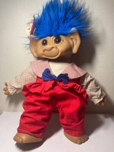 Vintage Large Uneeda Troll Blue Hair & Hat Doll 20" - Picture 1 of 7