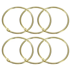 Shower Curtain Rings, 6pcs - 2.4 Inch Loose Leaf Binder Rings (Gold) - Picture 1 of 5
