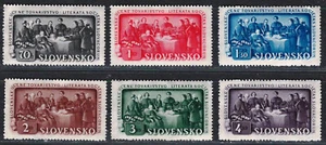 JUEGO DE SELLOS ESLOVAQUIA 1942 MUY FINOS COMO NUEVOS NG ""Sociedad Educativa"" Scott # 77-82 - Imagen 1 de 2