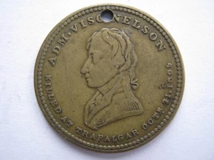 1805 Battle of Trafalgar commemorative medal brass 24mm BHM 590 Extremely Rare - Picture 1 of 2