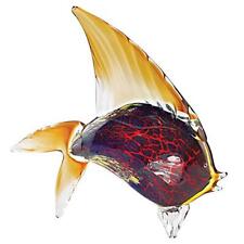 Murano Style Art Glass Centerpiece Firestorm Tropical Fish, 15.5x18 Inches