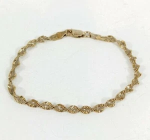 Gedrehtes bicolor geriffeltes Fischgrät Sterlingsilber 925 ITALIEN Armband - Bild 1 von 6