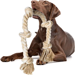 92cm Indestructible Dog Rope Toy Natural Cotton Chew for Large Dogs & Tug of War - Picture 1 of 7