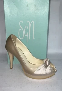 SGN BY GIANCARLO PAOLI DECOLLETE IN RASO Donna Woman Beige size EU 35 - Picture 1 of 6