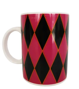 Taza de café Starbucks 2004 rosa negro naranja arlequín argyle - Imagen 1 de 5