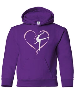 Gymnastics Gymnast Heart Ribbon Love Youth Hoodie Sweatshirt Cute Gift - Picture 1 of 9