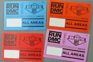 Run DMC & Beastie Boys backstage pass satin cloth stickers FOUR RARE OTTO ! - Picture 1 of 1