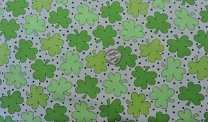 100% Cotton Fabric Andover - Green Shamrocks on White - By the Yard - Picture 1 of 3