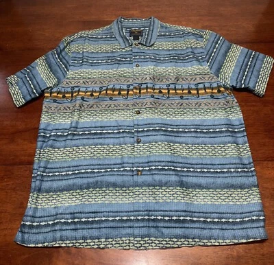 Camisa Hawaiana Woolrich Hombre Talla Extra Grande Pesca Manga Corta Azul XL Foto 1 de 4