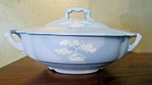 Johnson Bros England Blue with White Tree Oval Covered Vegetable Dish - Picture 1 of 11