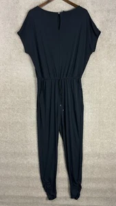 Lauren Ralph Lauren Jumpsuit Womens Small Black Keyhole Neck Stretch Ruched Leg - Picture 1 of 12