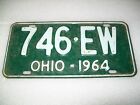 VINTAGE. 1964  OHIO   License Plate #  746 EW ,  MEDAL , USED