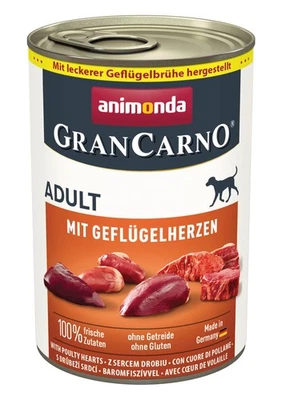 animonda GranCarno Adult Geflügelherzen 6x400g Hunde Nassfutter getreidefrei - Bild 1 von 4