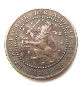 Moneda de 1 céntimo holandesa Holanda 1884 en buen estado - Imagen 1 de 4