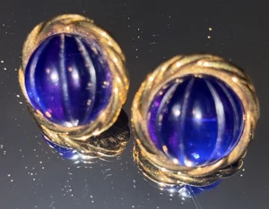 Vintage Runway RAJ Mogul Avon Cabochon Melonenschliff Ohrringe Gripoix Stil - Bild 1 von 8