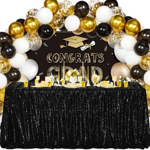 Black Rectangle Sequin Tablecloths for Parties,90 X 132 inch Glitter Shiny La... - Picture 1 of 9