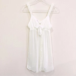 Oscar de la Renta Pink Label White Sheer Lace Babydoll Nightgown Lingerie Small - Picture 1 of 15