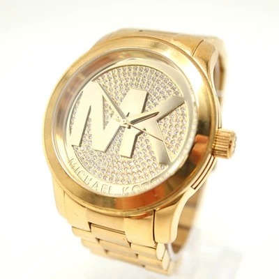 Reloj Michael Kors Runway Pave Tono Dorado 45mm Acero Pulsera MK5706 Batería Nueva Foto 1 de 4