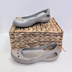 Crocs Silver Women's Kadee Slingback Flats Ballerina Slip-on Women's size 9 - Picture 1 of 9