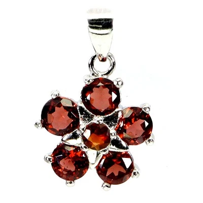 Colgante de plata de ley 925 redondo granate mozambique joyería de piedras preciosas de 3,5 mm Foto 1 de 4
