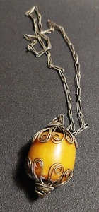 Collier pendentif Afrique du nord perle copal - Picture 1 of 5