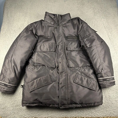 First Down Jacket Mens Large Black Gray Feather Blend Insulated Winter Ski Coat - Image 1 of 4