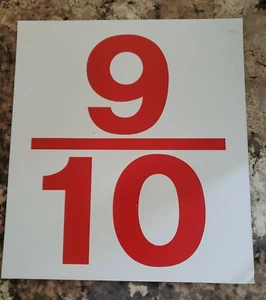 Vintage Gas Station Tin Sign Number 9/10 red White 10 3/4" X 12" Please Read - Picture 1 of 4