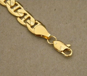 Bracciale Uomo Donna Mariner Lungo 8 pollici Maglia Maglia Giallo Placcato Oro Giallo 10 mm Largo - Foto 1 di 4