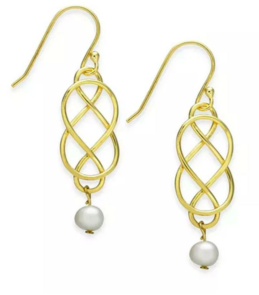 Pendientes colgantes de perlas Giani Bernini enchapados en oro de 18 quilates de plata de ley precio de venta sugerido por el fabricante $60 NUEVOS  Foto 1 de 1