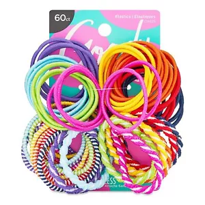 Ligas para el cabo para niñas colitas para el pelo variedad de colores 60 paquete - Imagen 1 de 5