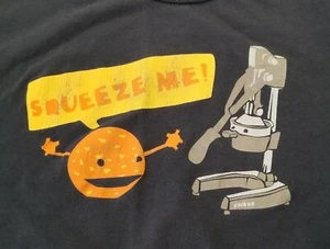 squeeze me dark blue t shirt mens M cotton threadless short sleeve funny orange - Picture 1 of 12