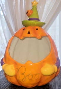 Neu Keramik Halloween Kürbis mit *BOO* geprägt 12" *Goodies* XL Halter - Bild 1 von 5