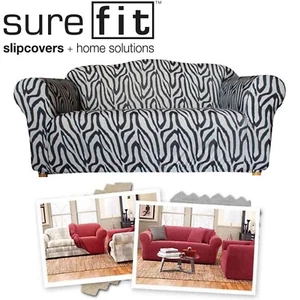 Zebra Stretch Couch Sofa Lounge Sofa Cover. 2 SEATER Slipcover - Picture 1 of 7