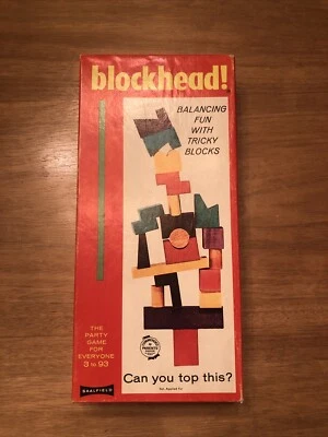 Vintage BLOCKHEAD Game 1954 SAALFIELD Are You A BLOCKHEAD? Party Game Wood Block - Image 1 of 4