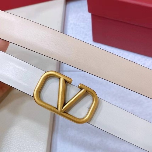 Valentino Garavani Vlogo 20mm beige bianco lucido doppio lato donna pelle di polpaccio