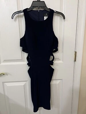 Faviana Women’s Navy Blue Body-Con Cut-Out Mini Built-In-Bra Dress Sz Jr 6 - Image 1 of 4
