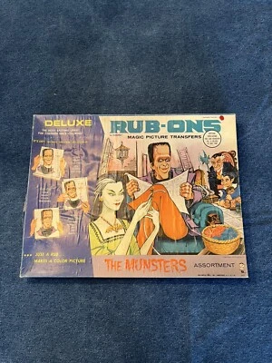 Vintage 1965 Munsters Rub- Ons kit, Hasbro Deluxe,VERY RARE - Imagem 1 de 4