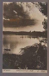 Fairmont MINNESOTA RPPC 1909 NUVOLE TEMPESTA scena lago TEMPORALE tempo nuvole - Foto 1 di 3