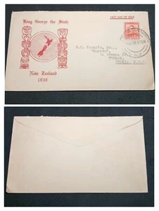 1938 New Zealand King George The Sixth Envelope With Stamp - Picture 1 of 3