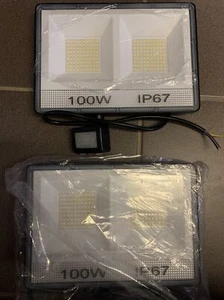 2 Stück LED Fluter mit Bewegungsmelder 100W Außen Strahler Scheinwerfer IP67 CCT - Bild 1 von 5