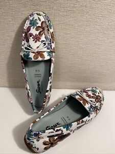 Sioux Real Leather White Floral Flat Shoes, UK Sz 5, RRP: £140, New
