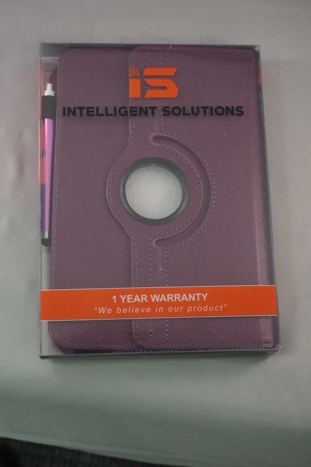 8" PURPLE  ACP Tablet Case Cover Folio - with Stylus and (2) Hardened Glass - Image 1 of 4