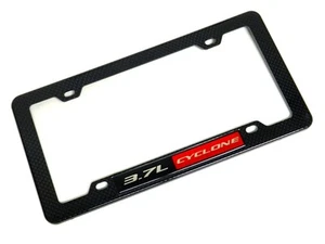 RED FORD 3.7L CYCLONE ENGINE LICENSE PLATE TAG FRAME - CARBON FIBER LOOK - Picture 1 of 4